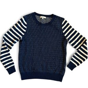 Madewell Navy and White Heart Patterned Knit Sweater